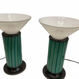 Mid-Century Mint Green Murano Glass Table Lamps, Set of 2