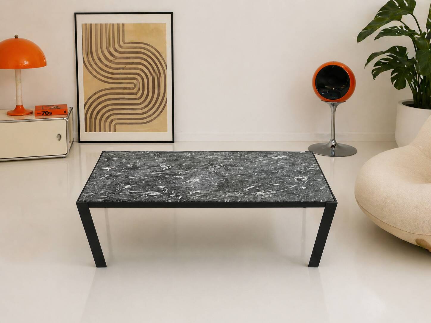 Steel marble coffee table