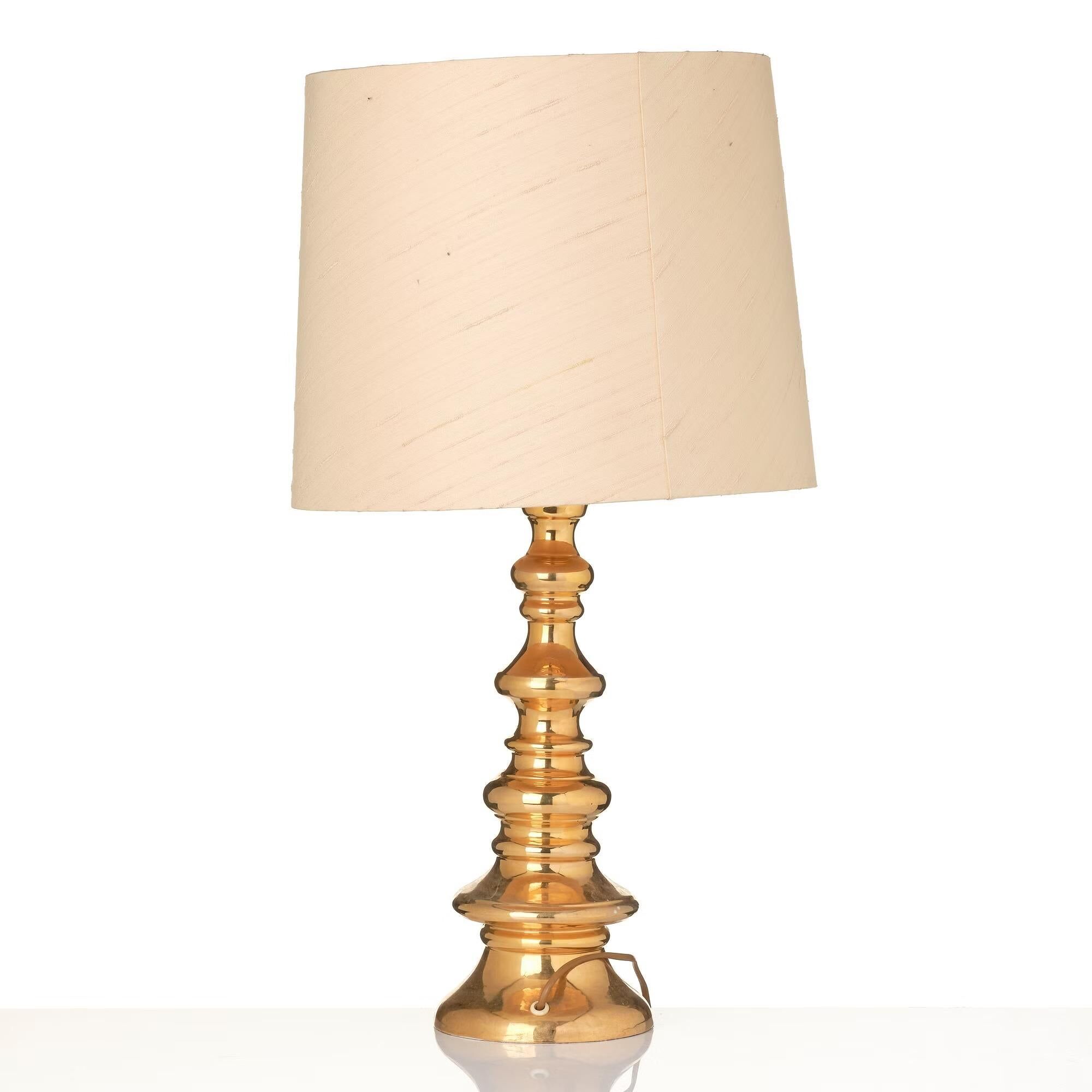 Bergbom's glazed ceramic table lamp gold model B-25 Sweden 960