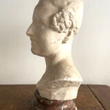 Plaster bust on marble stand