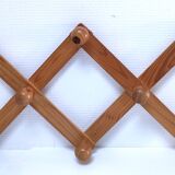 Vintage solid pine accordion coat rack