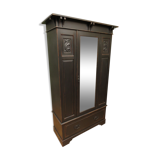 Black painted linen press wardrobe