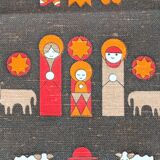 Södahl 1960s jute table runner, Nativity scene