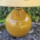 Handmade lamp in mustard glazed ceramic, vegetal lampshade