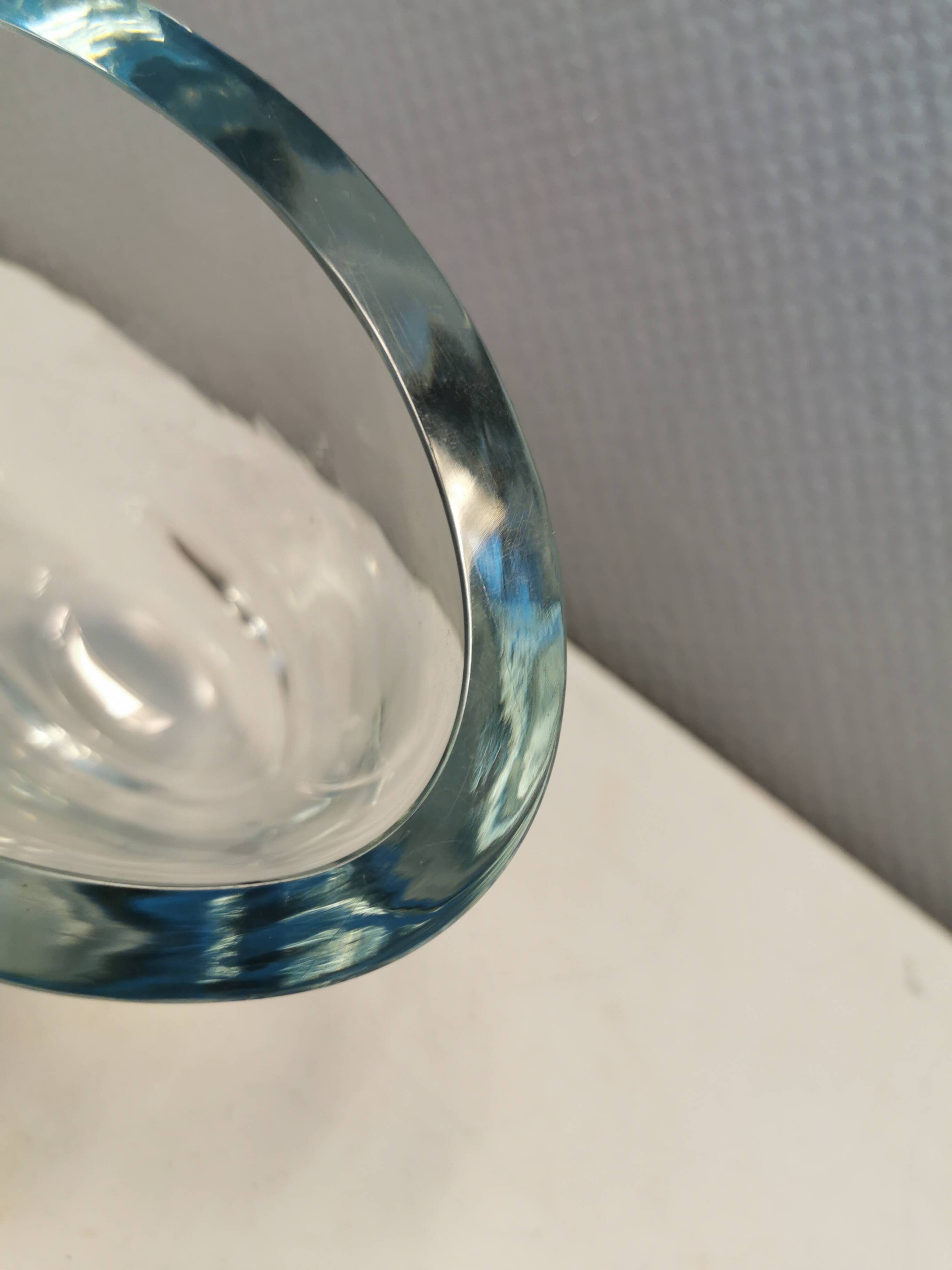 Large and heavy glass vase from Swedish Orrefors Glassworks.