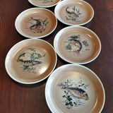 Six assiettes à poisson Sarreguemines "Granville"