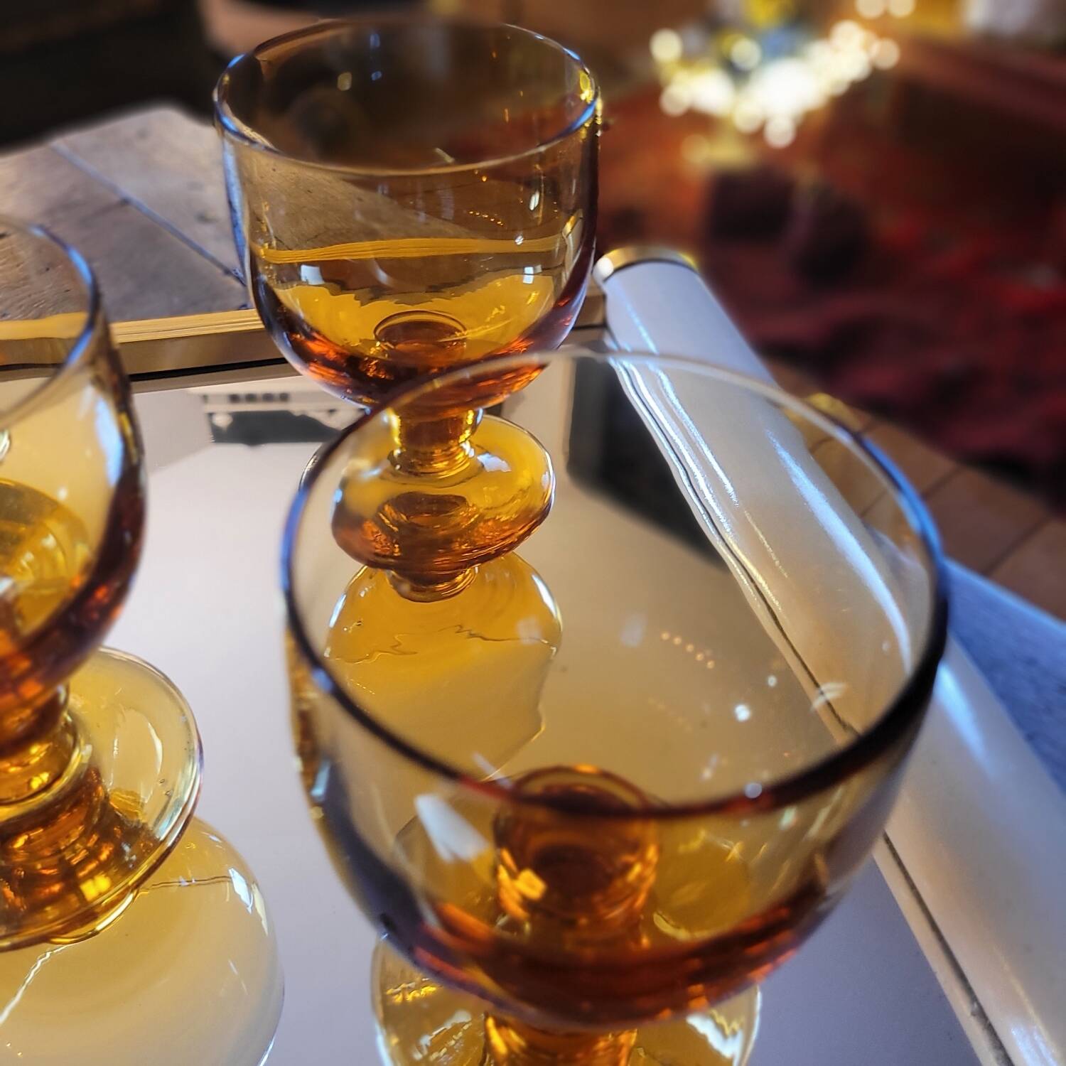 Amber glasses, balloon shape 70's