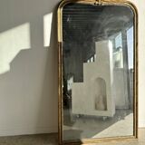 Large gilded mirror 19th century rounded corners mercury glass Louis XVI style