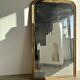 Large gilded mirror 19th century rounded corners mercury glass Louis XVI style