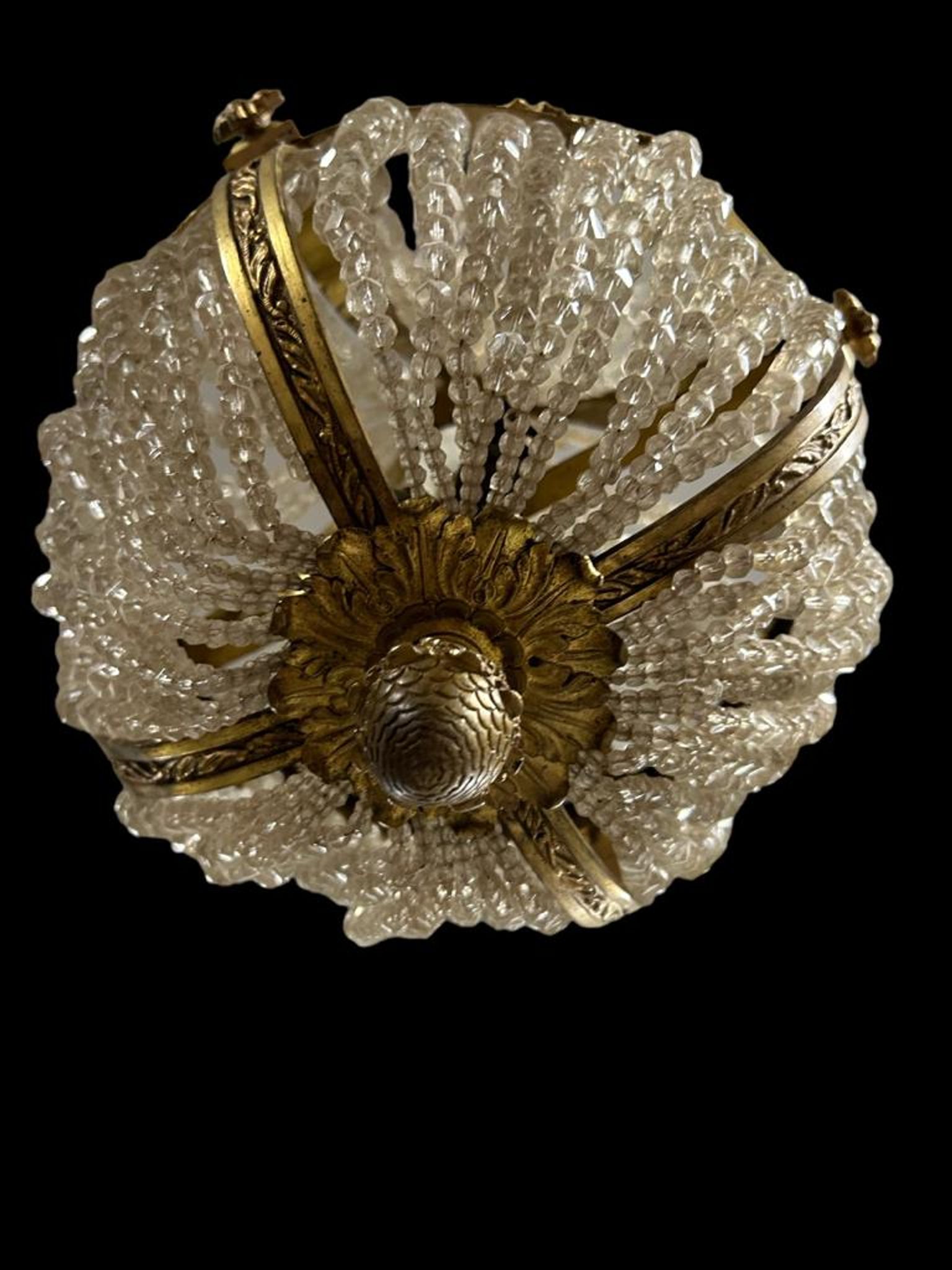 Hot air balloon chandelier in gilded bronze Louis XVI style of Napoleon III period