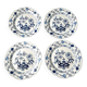 4 Royal Boch dessert plates with "Blue Onions" pattern.