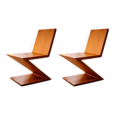 Pair of "ZIG ZAG" chairs, original model from the 1970s.