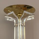 Plexiglass and brass floor lamp. 1970. Italy.