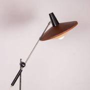 Large tilting floor lamp in steel and teak by Georges Frydman 1960.
