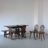 Alpine carved pine dining table set | 1950s
