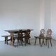Alpine carved pine dining table set | 1950s