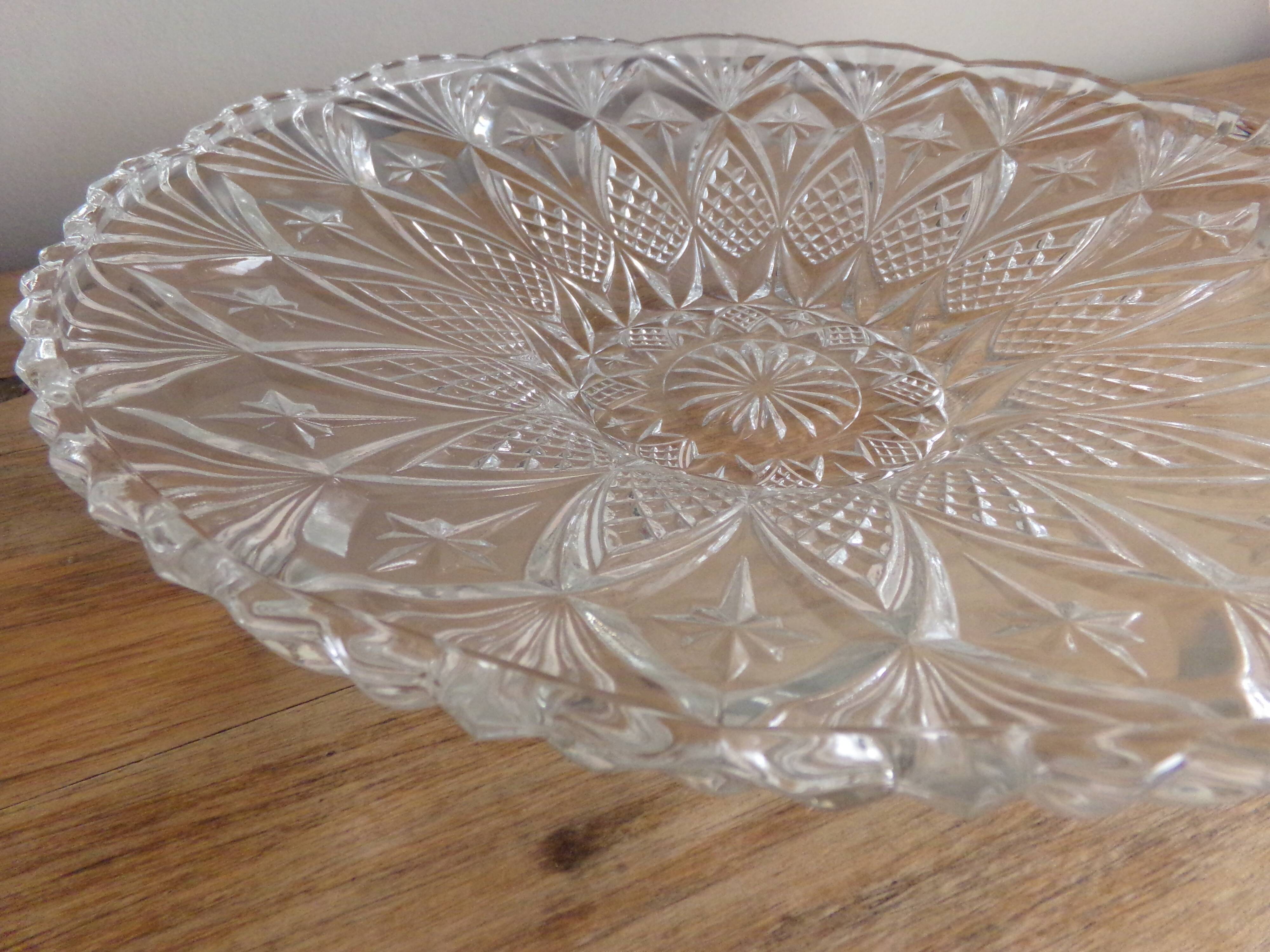 Cut glass dish and fruit cup