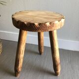 Tabouret tripode bois brut