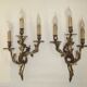 Very large pair of early 1900s 3-light acanthus leaf wall sconces 5209