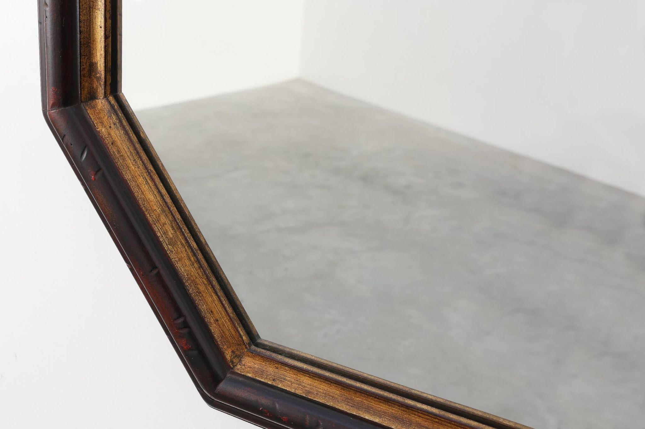 Miroir mural octogonal en bronze par Deknudt, Belgique, 20e siècle