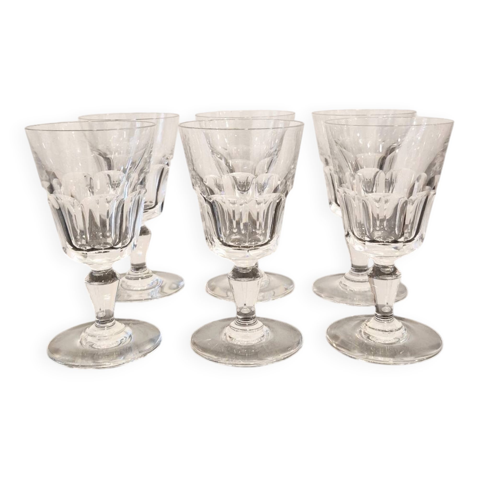 6 crystal glasses stamped Baccarat