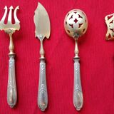 Cutlery with mignardises Late nineteenth silver and vermeil