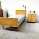 Vintage Scandinavian bed and lamp signed NK 1959
