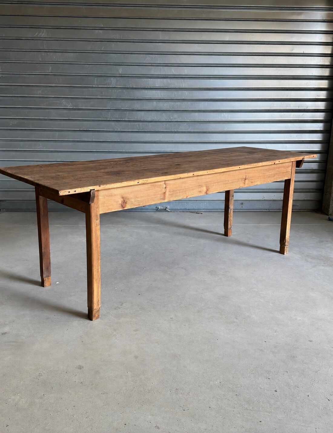 Old wooden table, farmhouse style, dining table.