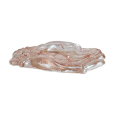 Vintage pink glass catchall / ashtray, hands joined.