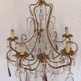 Chandelier with colored tassels