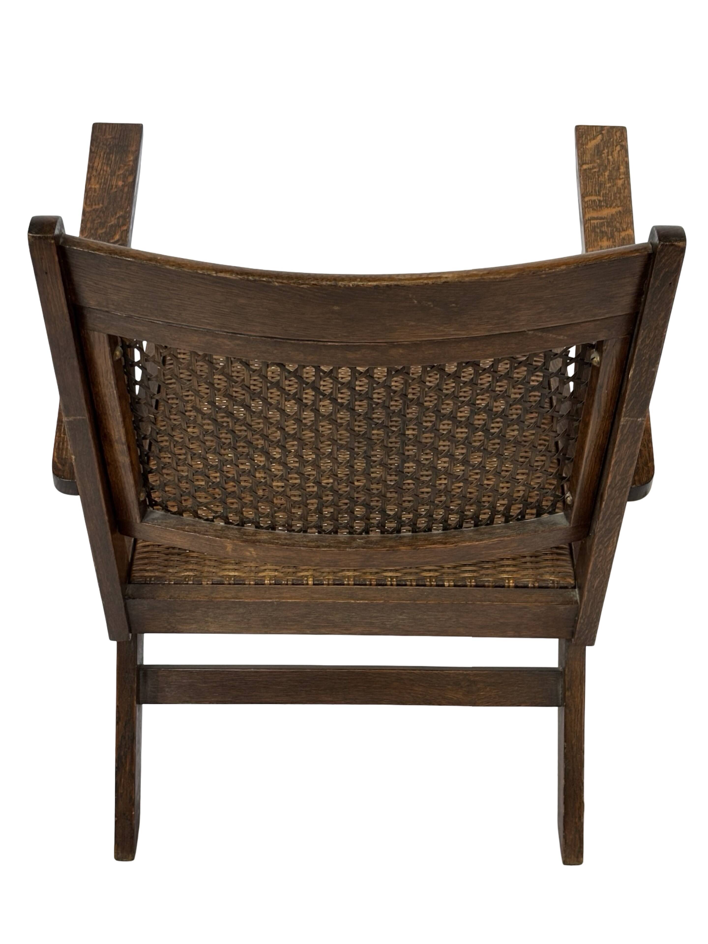 Art Deco oak armchair with webbing 1950s minimalist