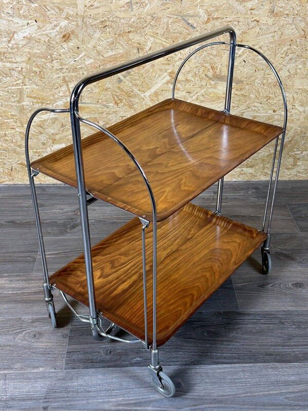 Chariot de service table d'appoint dinette space age brown design 60s 70s