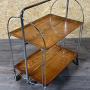 Chariot de service table d'appoint dinette space age brown design 60s 70s