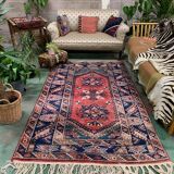 Vintage Turkish Tribal Rug veg dye 220x132 cm Turkish Carpet Red, Blue, Green