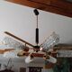 Arlus vintage brass and glass chandelier 6 lights