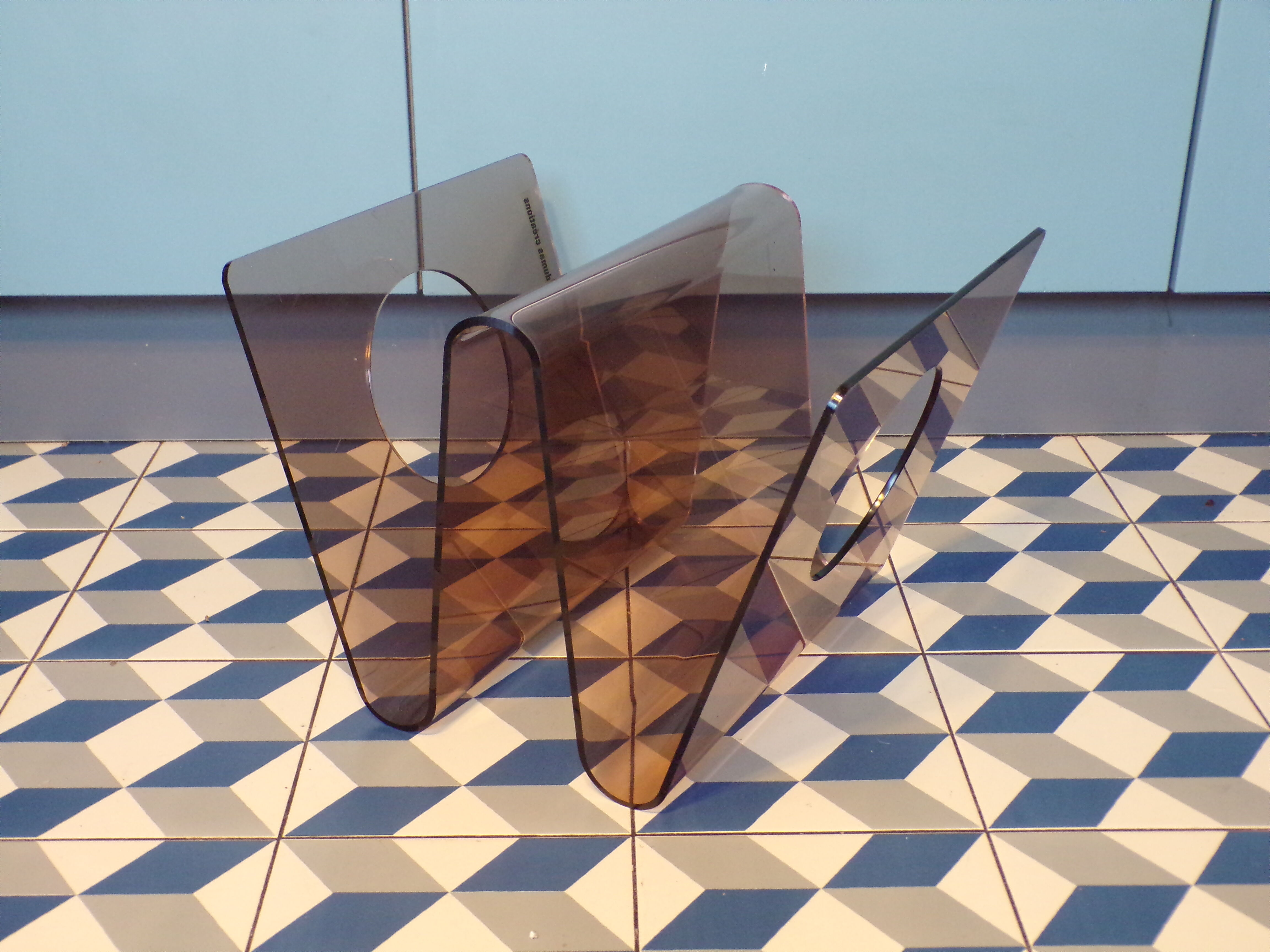 Michel Dumas smoked plexiglass magazine holder