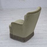 1970s, Danish highback armchair, green furniture velour.