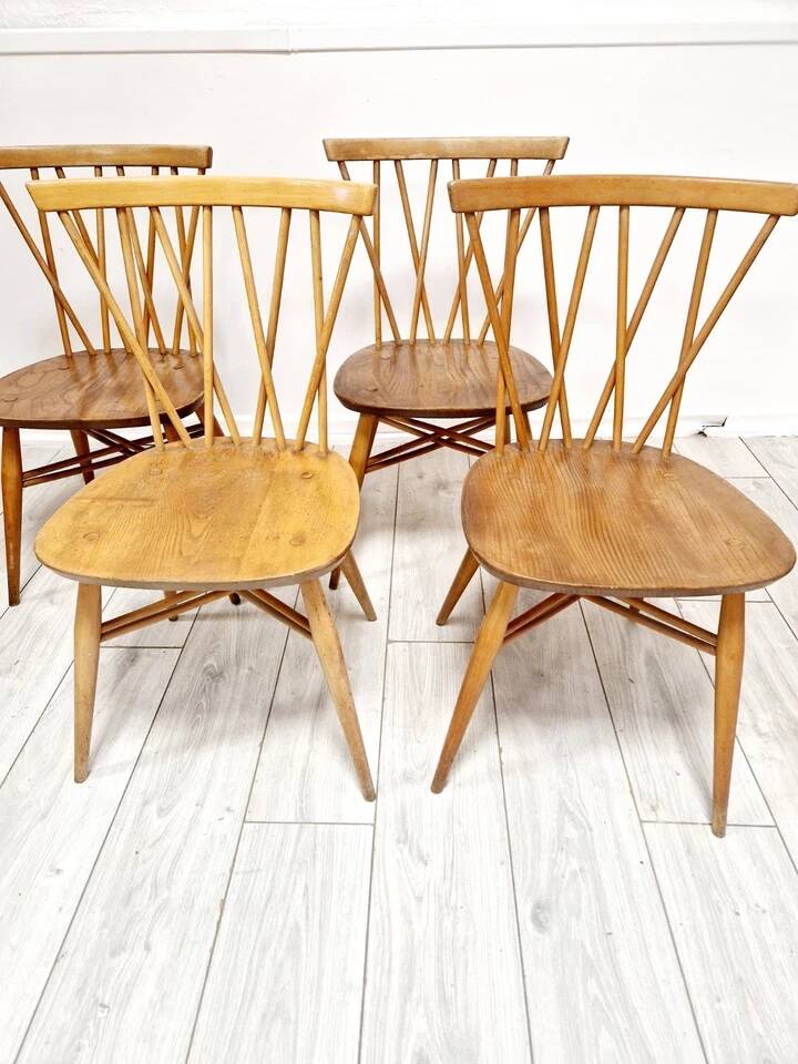 4 Ercol Candlestick Back Dining Chairs