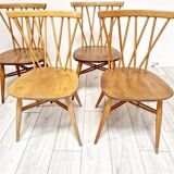4 Ercol Candlestick Back Dining Chairs