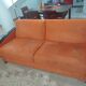 3-seater convertible sofa in brick orange & blackened wood – Diva Salon x Simm