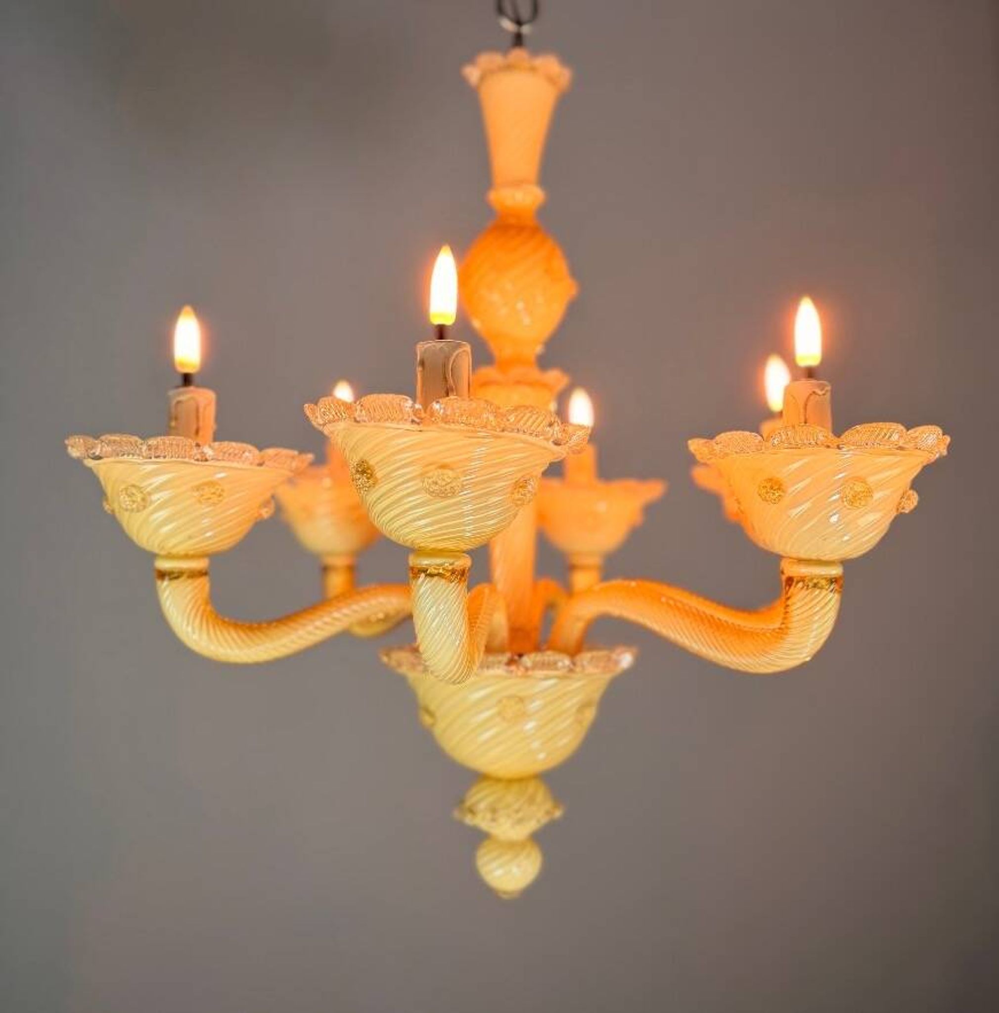 Lustre vénitien en verre de Murano jaune, vers 1950