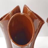 Pair of vases with 3 vintage horns 1960