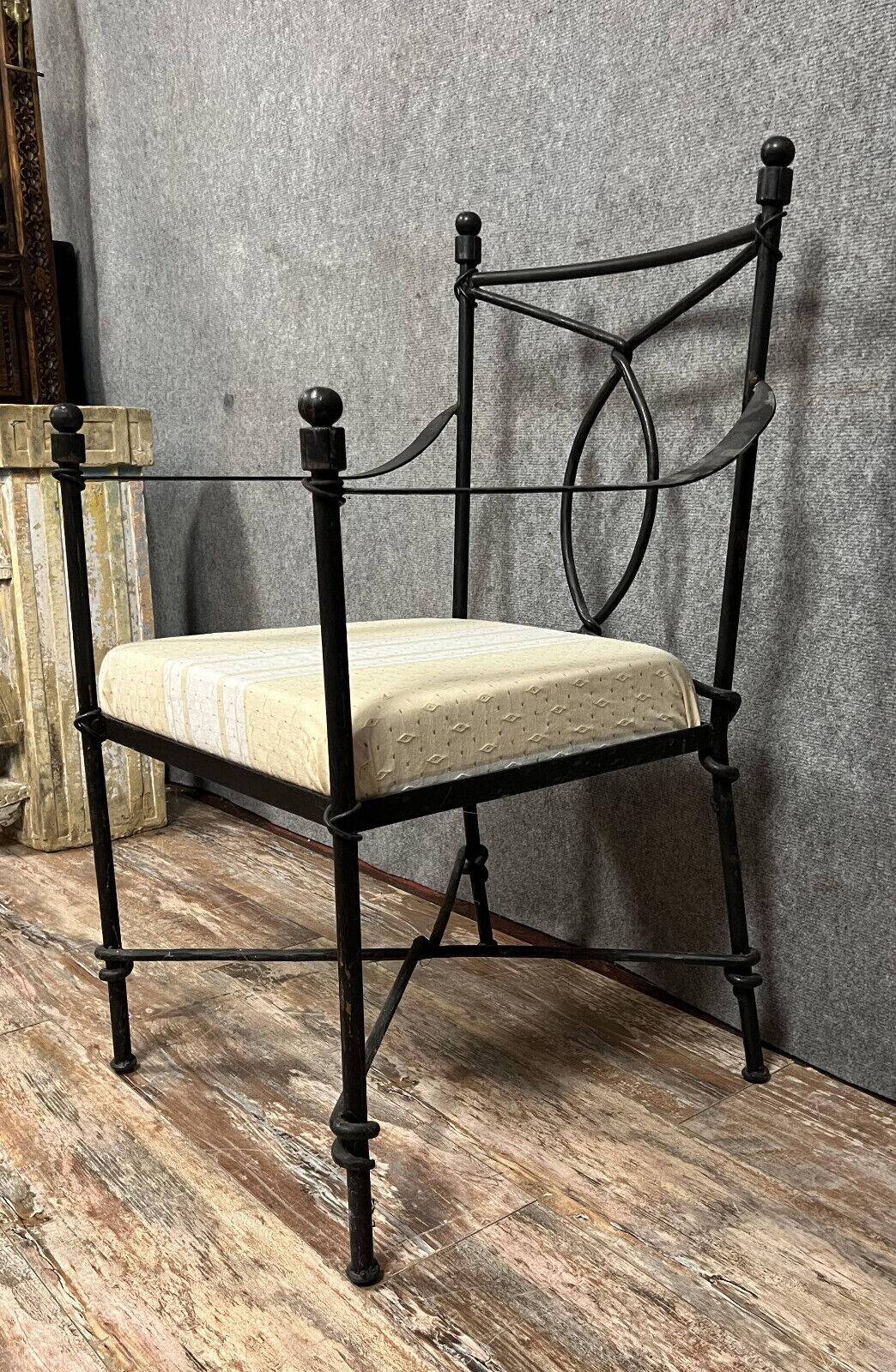 Pair of vintage iron garden armchairs circa 1980