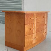 Vintage chest of drawers with bamboo and rattan details