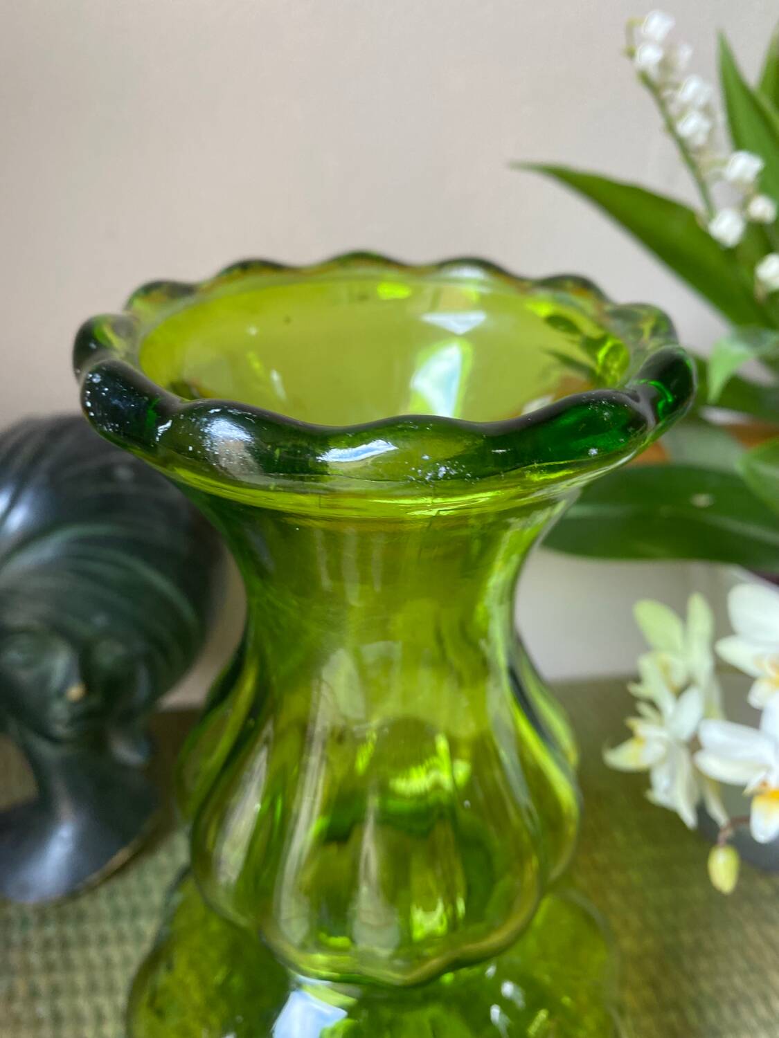 Green glass vase