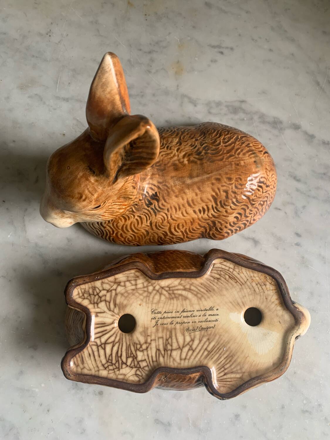 Ceramic rabbit terrine