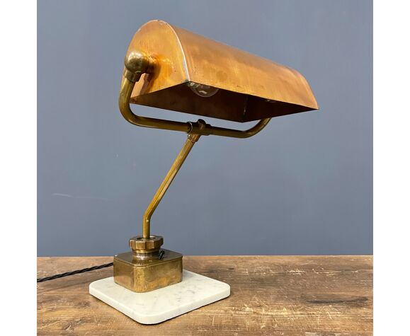 Brass with copper royal navy desk lamp from the 1920s | Selency