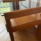 Pair of vintage bedside tables in wood and smoked glass