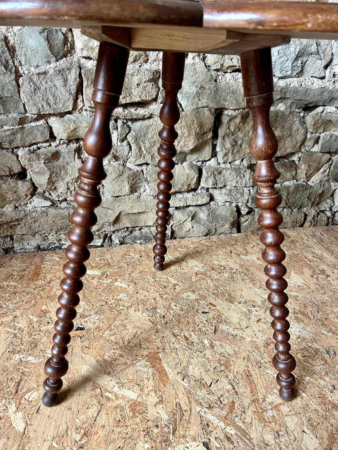 Turned wooden clover table