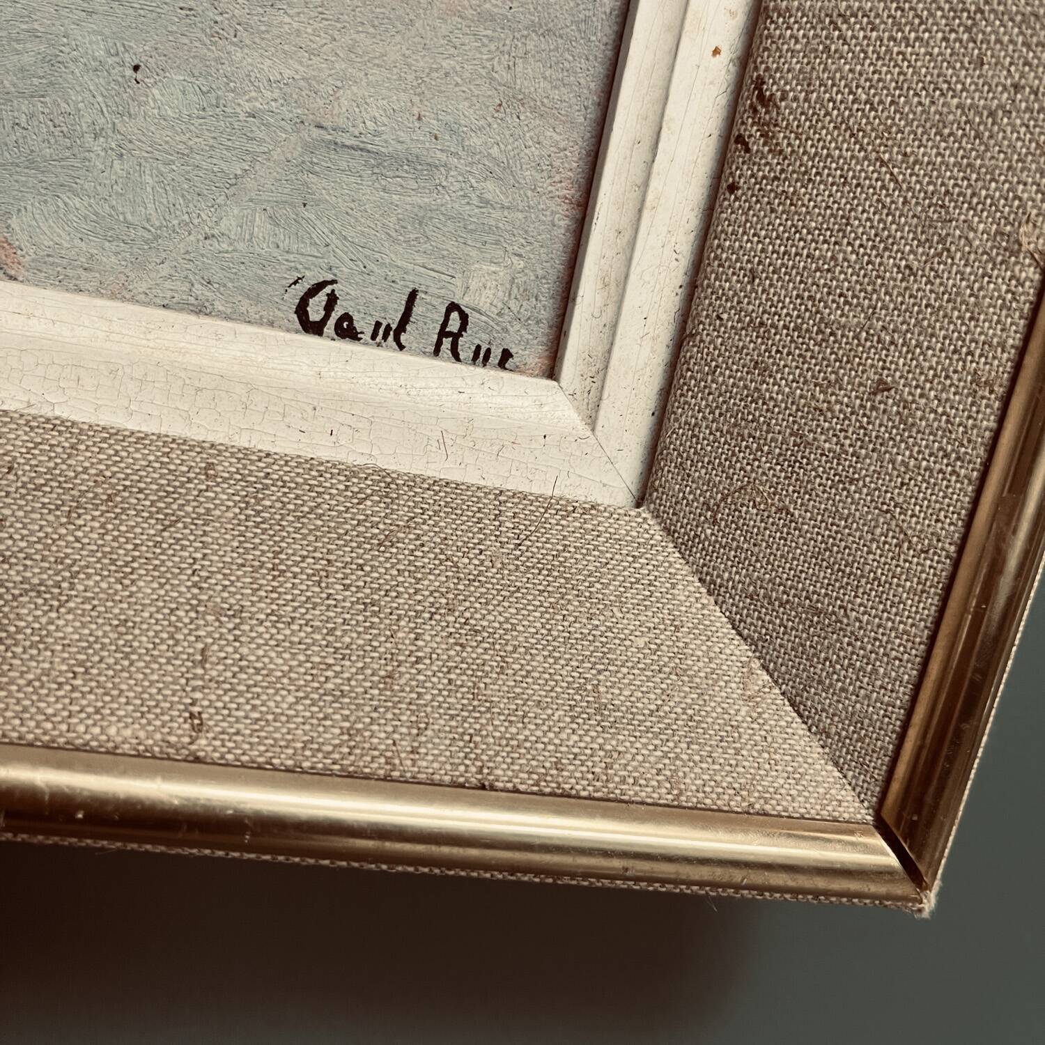 Tableau des années 60 "La berge" signé Paul Rue.